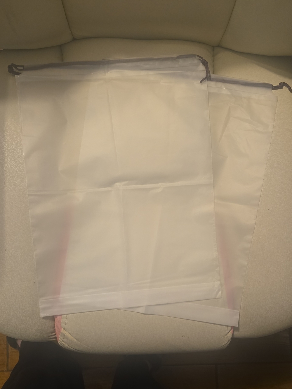 Set of Two White Drawstring Dust Bags